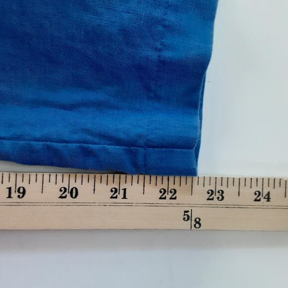 Vintage 100% Linen Wide Leg Trousers Crop Blue Elastic Waist Pedal Pushers 18W - Picture 12 of 13